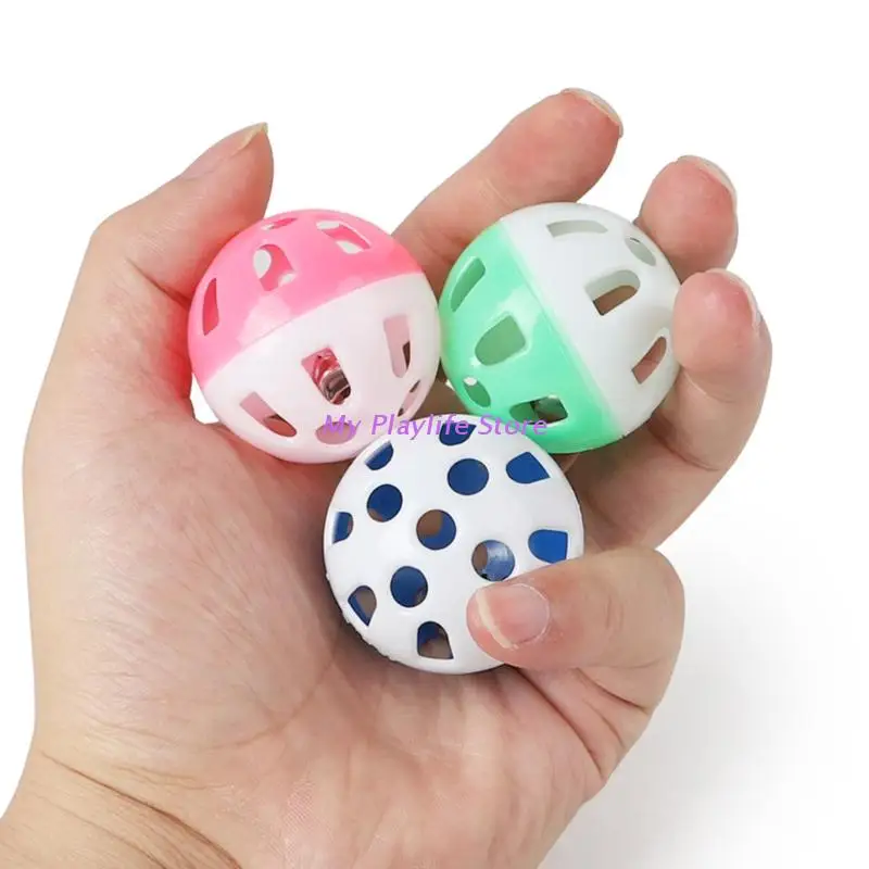 

20Pcs Plastic Cat Kitten Pet Play Balls With Jingle Bell Pounce Rattle Ball Toy Plush Cat Toy Set Pet Supplies Random Color