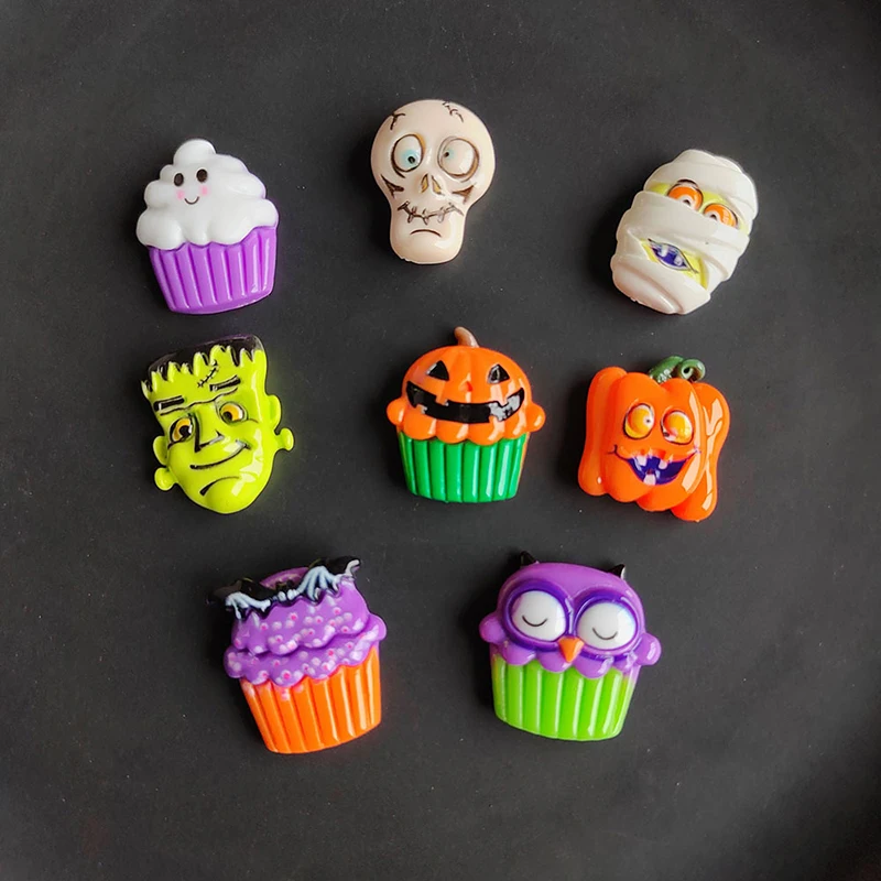 10 шт. милые красочные полимерные 3D призраки летучая мышь торт Тыква Сова череп