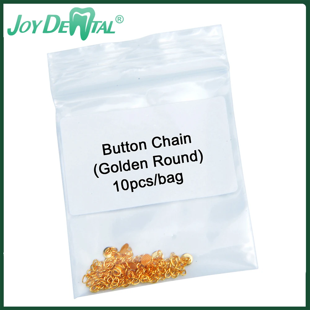 

10 Pcs/Bag Dental Orthodontics Lingual Button Chain Round Gold Plated