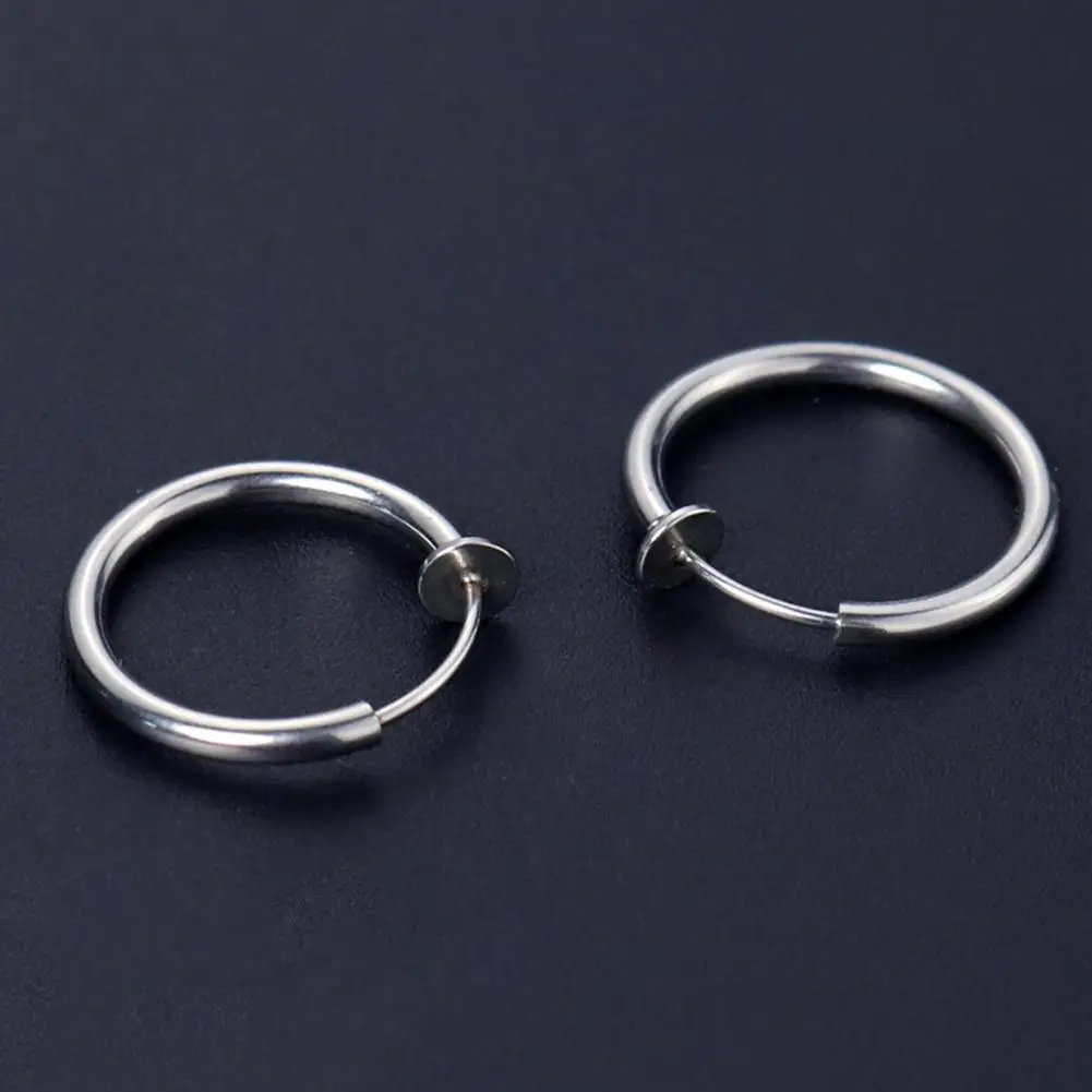 

1Pc Unisex Cool Earring Round Non Ear Piercing Hoop Earring Clip for Daily Wear