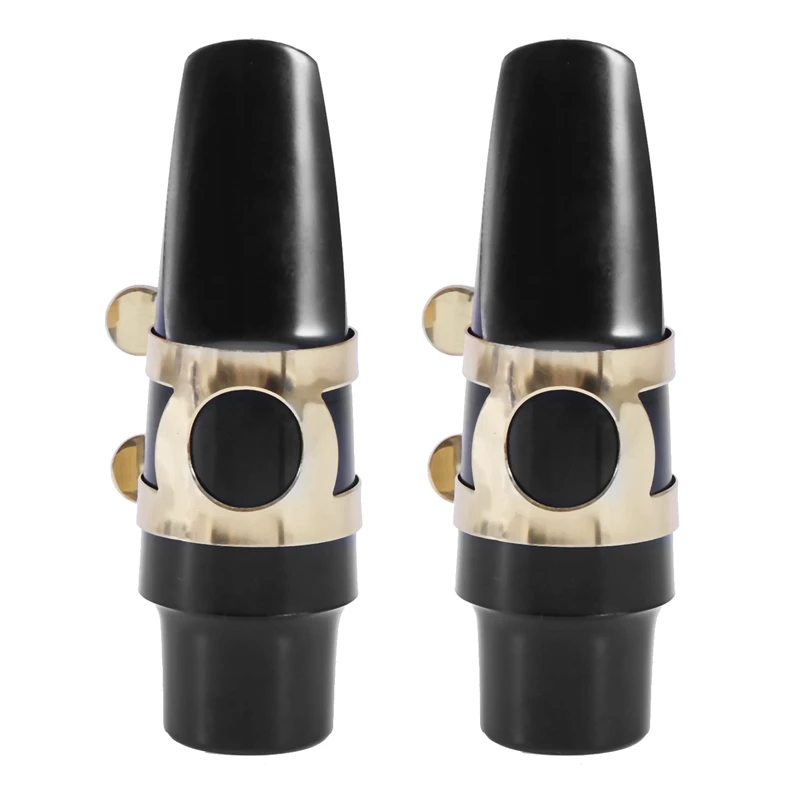 

2X Alto Sax Saxophone Mouthpiece Plastic With Cap Metal Buckle Reed Mouthpiece Patches Pads Cushions