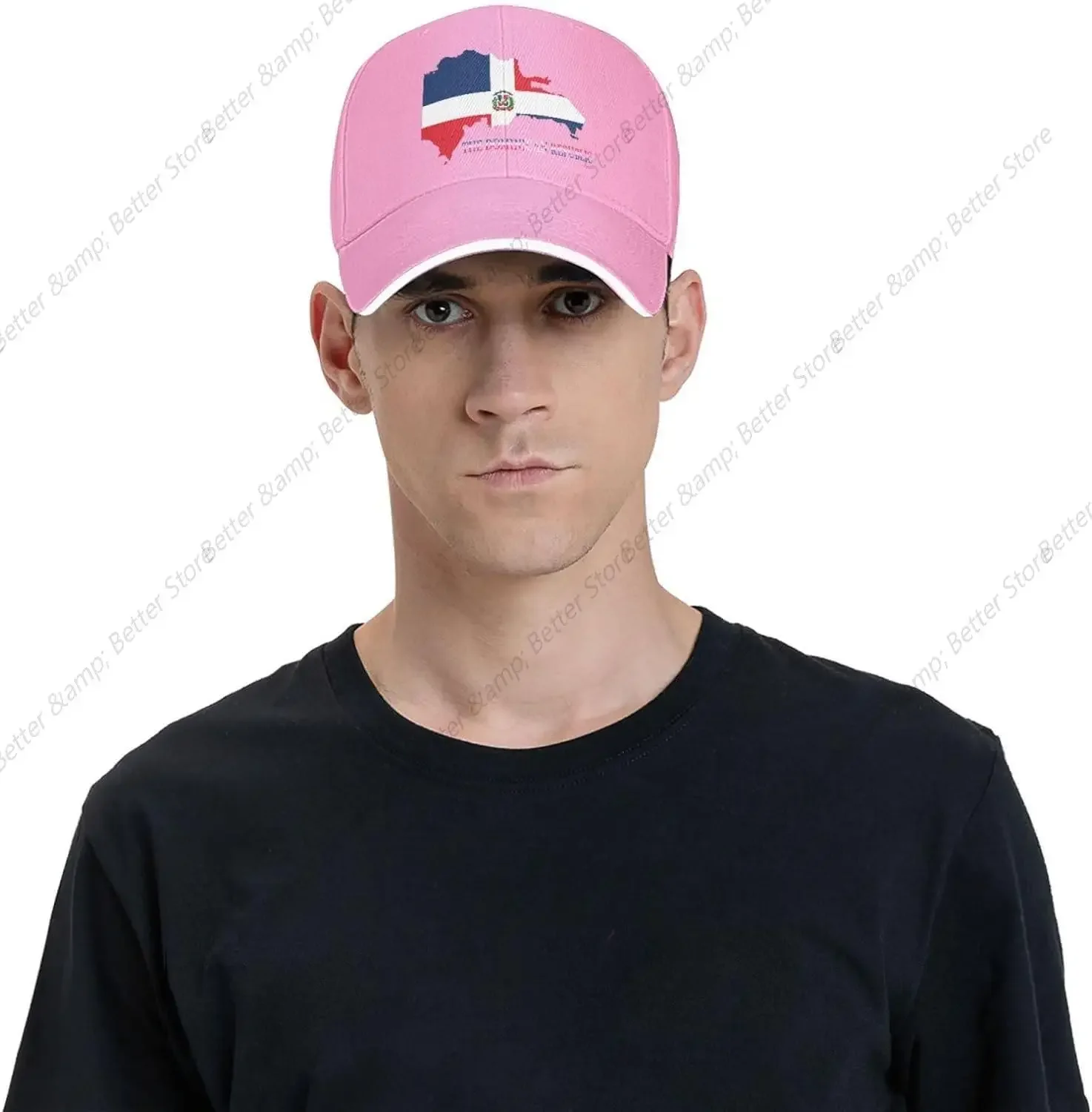 Фото Бейсбольная кепка с флагом Доминиканской Республики Dad Truck Flat Bill Snapback Brim Спортивная шляпа в стиле хип-хоп для мужчин и женщин Розовая №4