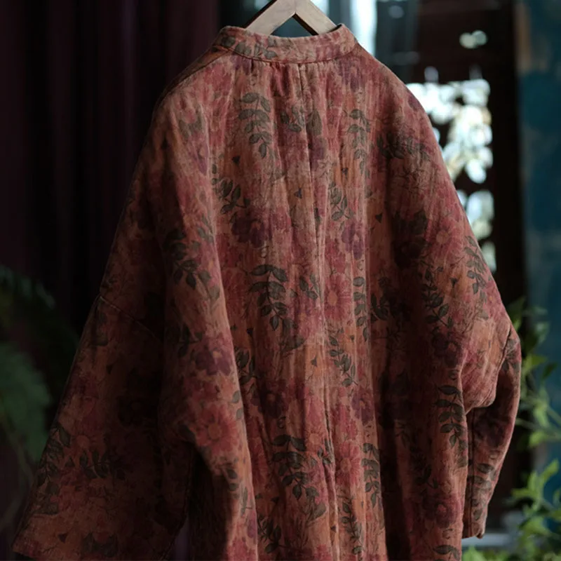 Оригинальный хлопковый кардиган с принтом в стиле ретро свободная куртка