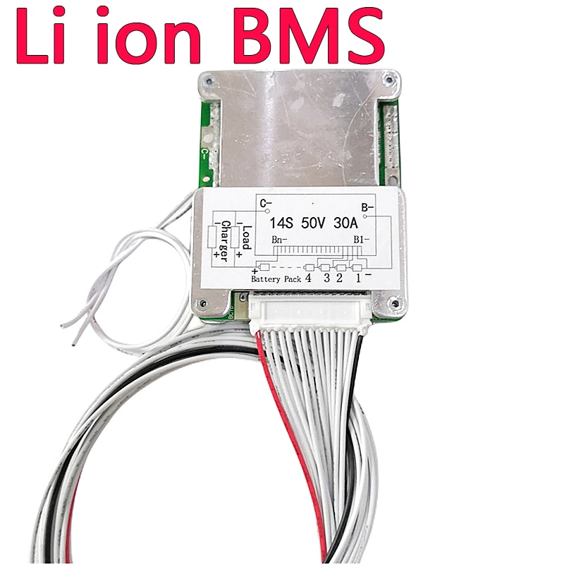 

14S 48V 30A Li ion BMS PCM PCB with On Off Switch Common Port Balanced Protection Board Battery Pack with Balance Cable