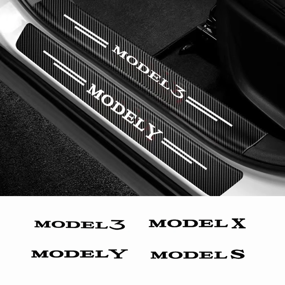 

Car Door Sill Carbon Fiber Sticker Threshold Side Anti Scratch Tape Waterproof Decal for Tesla Model 3 Model S Model X Model Y