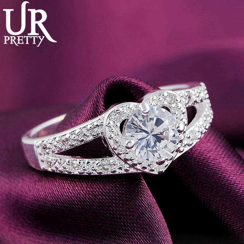 Купи 925 Sterling Silver AAA Heart Love Zircon Ring for Woman Charm Jewelry Engagement Wedding Fashion Gifts Anniversary за 197 рублей в магазине AliExpress