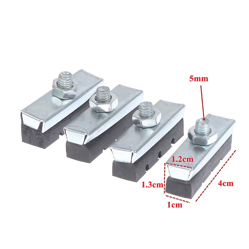 

4Pcs Vintage Bike Brake Blocks For Classic Bicycle Cycling Caliper V-Brake Pads Braking Shoes Holder