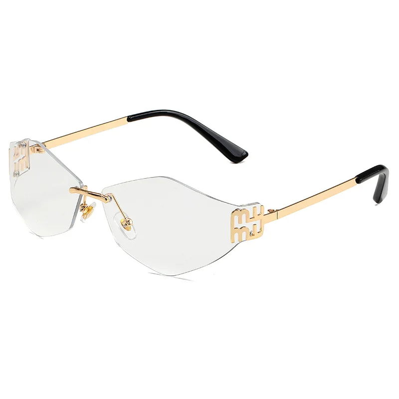 Mu ромб модные роскошные женские солнцезащитные очки без оправы брендовые