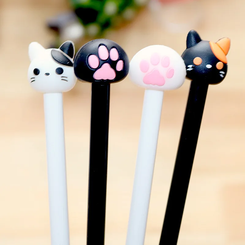 

4 Pcs Cartoon Cat Claw Paw Kawaii Cute School Supply Office Stationery Gel Pen Handles Creative sweet black Cat Lovely Gift