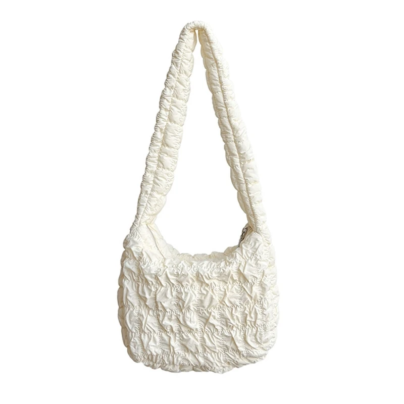 

Nylon Women's Shoulder Bag Folds Checks Embroidery Thread Underarm Bag Niche Design Simple Handbags for Women