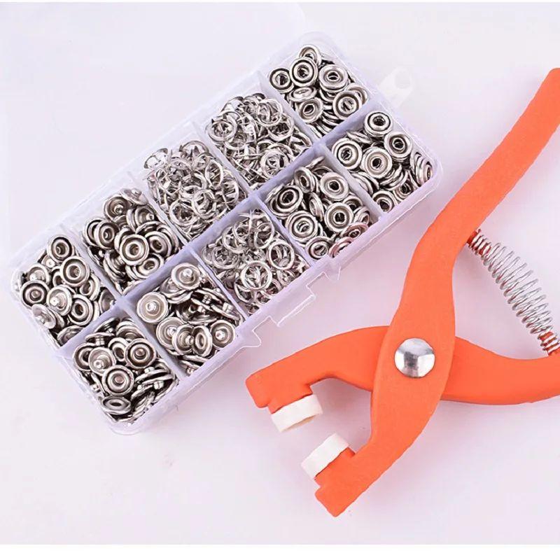 50 Sets 9.5 MM Hollow Out Five Claw Buckle Stainless Steel Snap Button Rivet Cap Punch Tool Pliers
