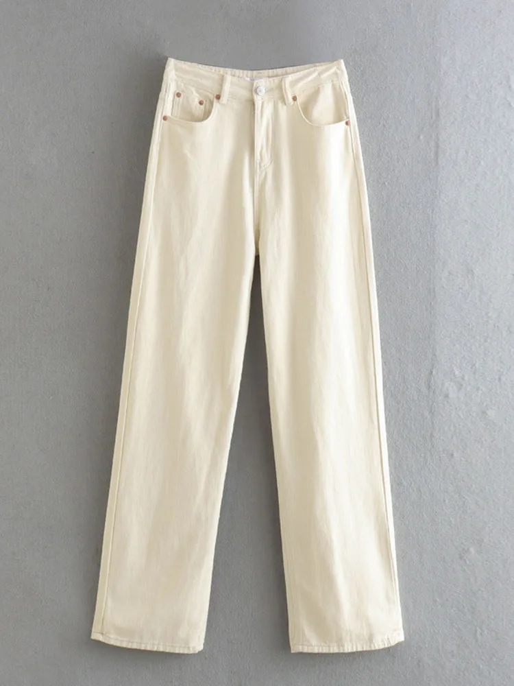 

2022 Summer Women Casual Straight Jeans Pants Silid High waist Buttons Female Fashion Street Denim Jeans Trousers Clothing