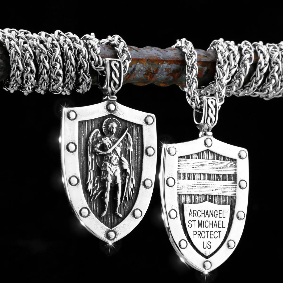 

Original Design Stainless Steel Odin Warrior Shield Viking Necklace Nordic Religious Belief Jesus Amulet Pendant Jewelry Gift