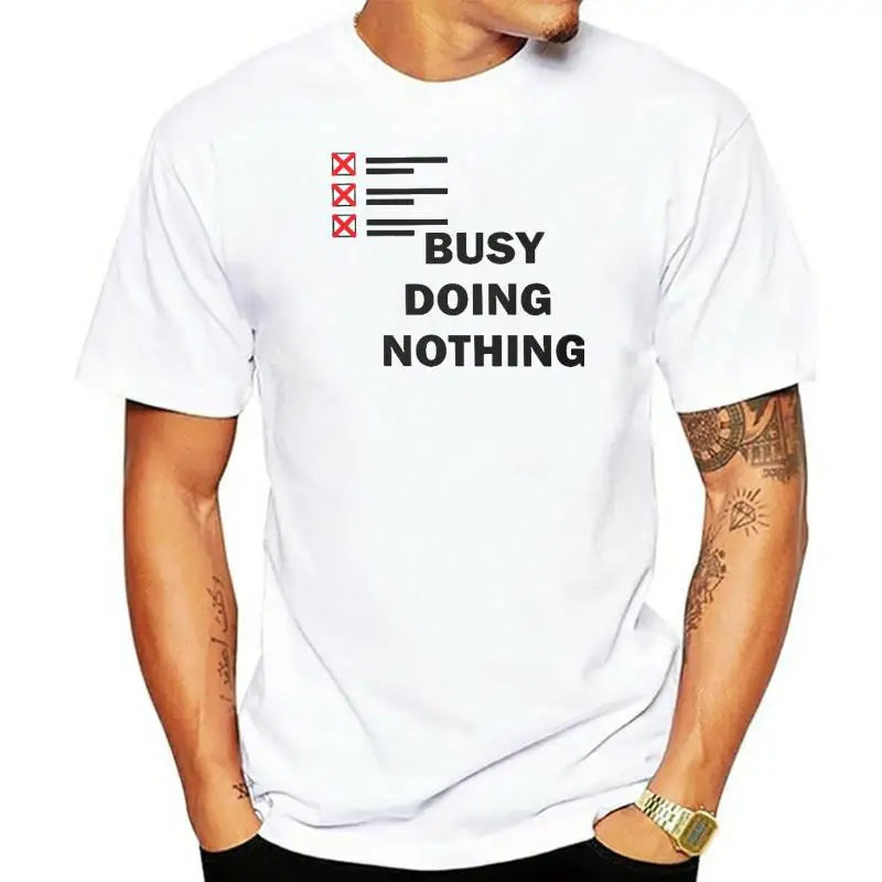 

Black TShirt For Male Busy Doing Nothing Meme Clothing Style T Shirt Soft Printed Fluffy