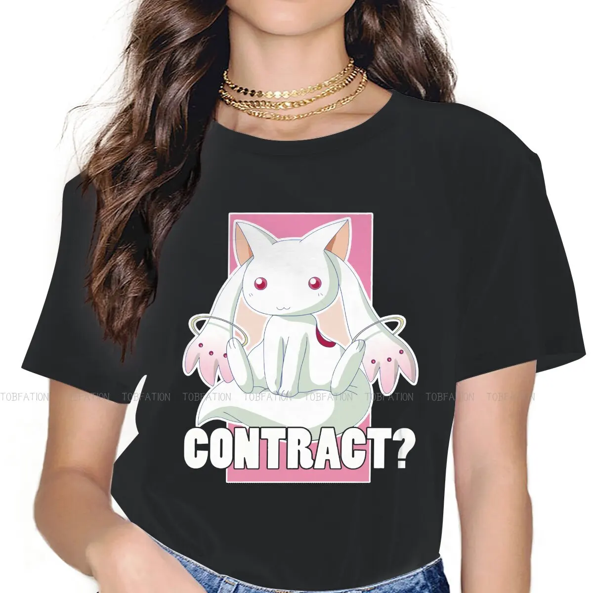 

Kyubey футболка для девочек Puella Magi Madoka Magica аниме топы модная женская футболка 5XL мягкий принт оверсайз