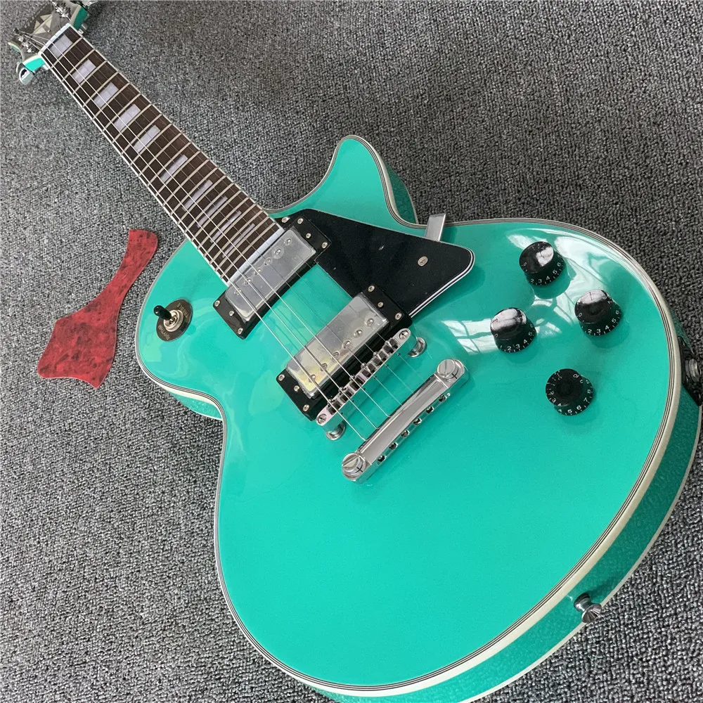 

LP Custom электрогитара травяная зеленая металлическая хромированная фурнитура красное дерево, гриф корпус Бесплатная доставка гитары гитара