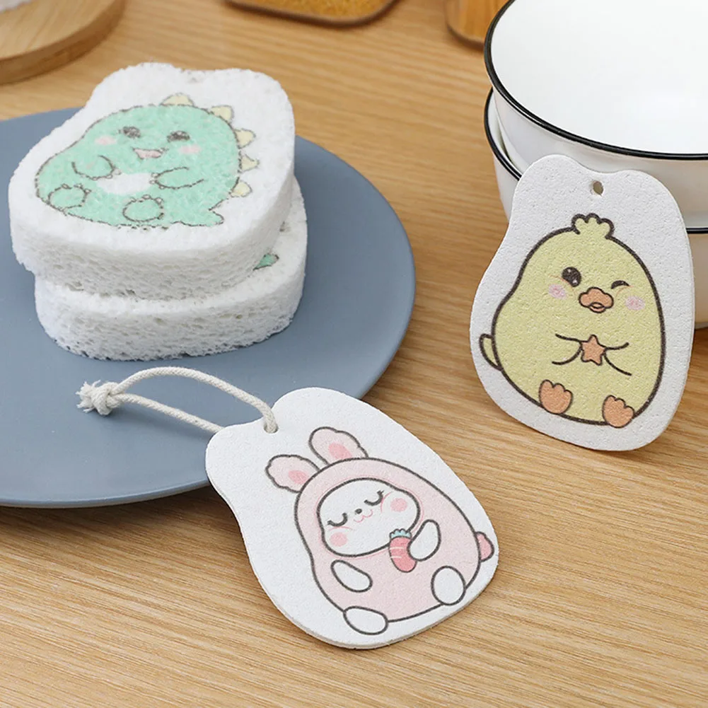 

1PC Wood Pulp Sponge Cartoon Dish Cloths Dish Washing Cloth Oil Remove Tools Household Kitchen Cleaning Cloths Brushes Pad