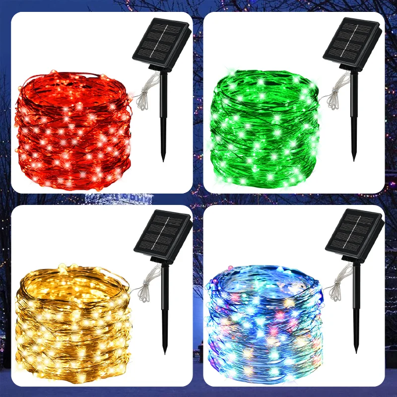 

5M/10M20M30M Outdoor Solar LED Copper Wire Fairy Light for Garden Festive Wreath Christmas Decoration.