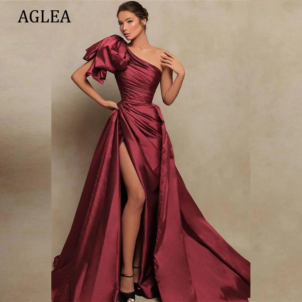 

Женское вечернее платье AGLEA, элегантное строгое платье со шлейфом, на одно плечо, трапециевидной формы, для выпускного вечера