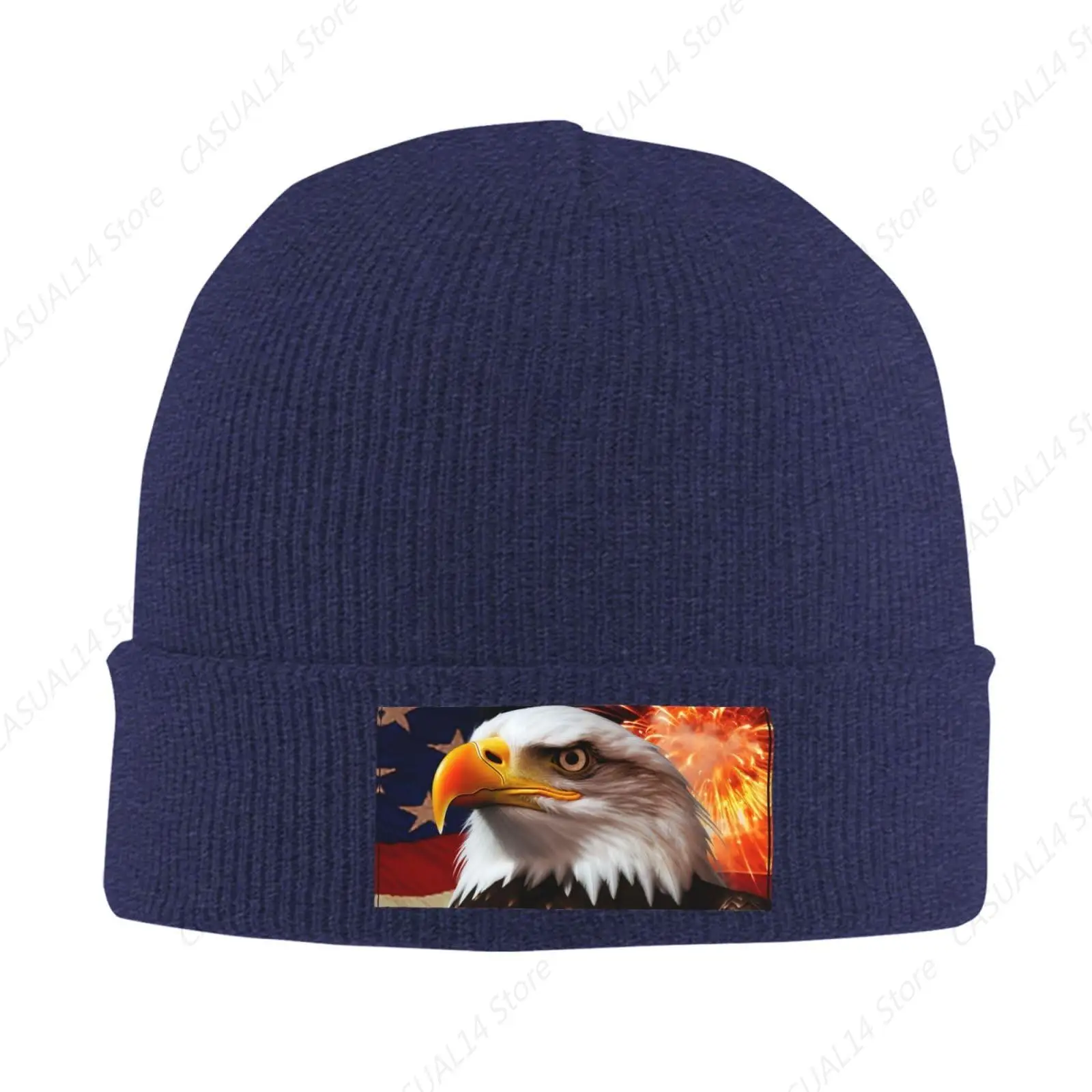 Шапка для женщин с американским флагом вязаная шапка принтом огненного орла