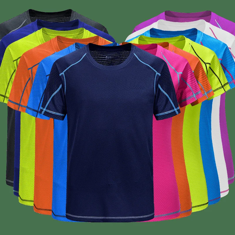 

Men Quick Dry Short Sleeve Sports Running T Shirt Breathable Slim Tops Women Yoga T-shirts Tees Fitness Gym Workout Shirts