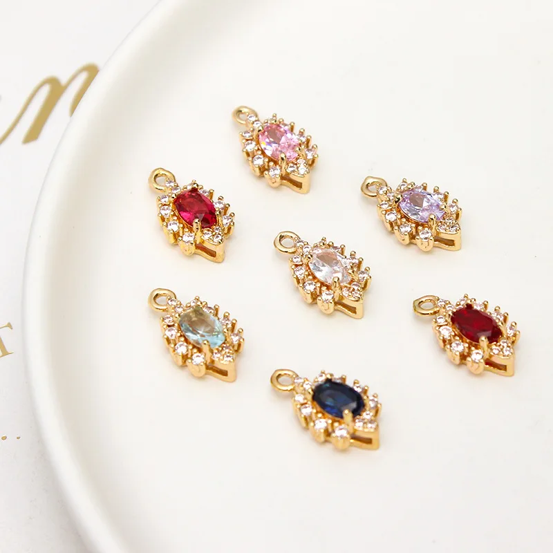 

1 шт. аксессуары для сережек «сделай сам», медный инкрустированный Цирконий, цветок, маленькие капли воды, подвески, серьги, ожерелье, брасле...