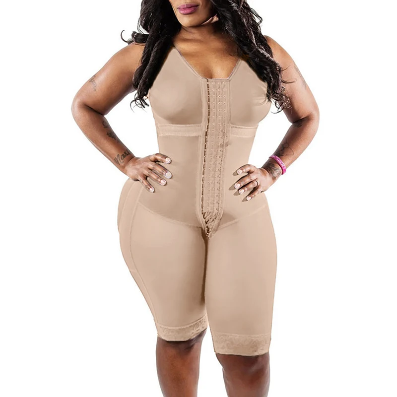 Thigh Trimmer Tummy Control Fajas Adjustable Hook And Eye Front Closure Shapewear Post Liposuction Women'S Corset