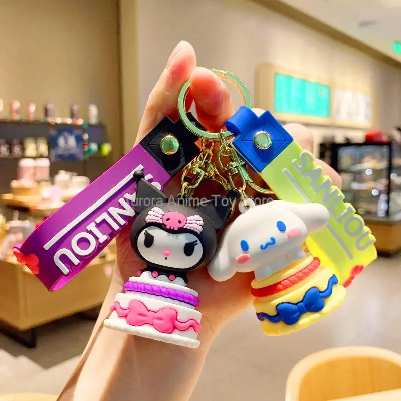 

Anime Sanrio Hello Kitty Keychain Pendant Holder Kawaii Key Chain Car Keyring Mobile Phone Bag Hanging Jewelry Kids Toys Gifts
