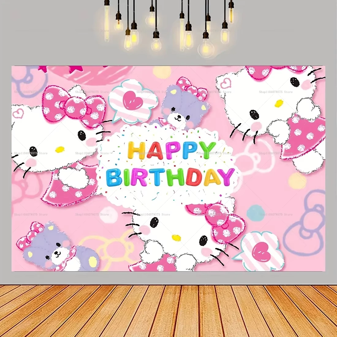 Hello Kitty Kawali тематический фон для фотосъемки с рисунком Диснея дня рождения декор