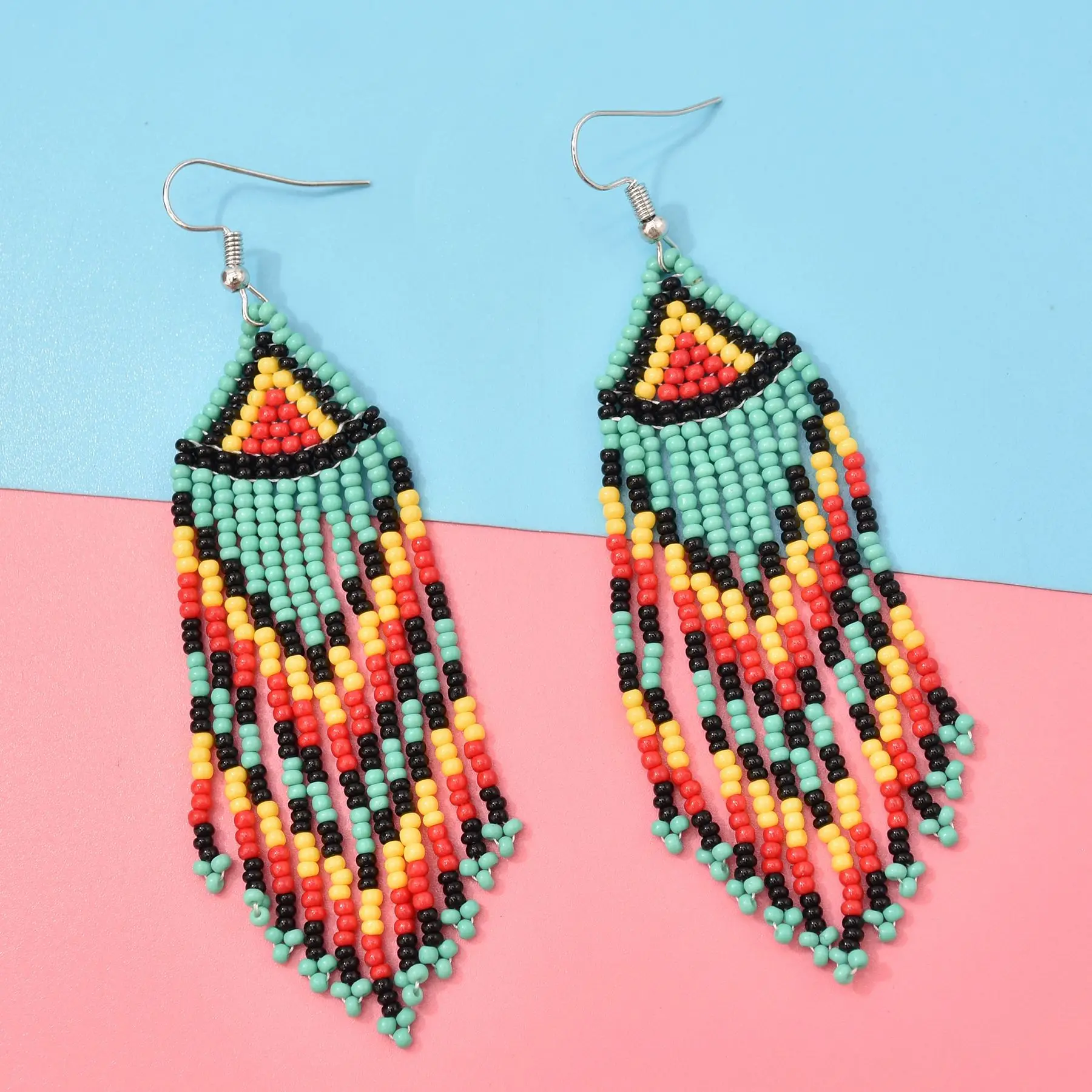 

Bohemian Ethnic Rice Bead Earrings Long Multicolor Temperament Handmade Drop Earrings Boho Female Party Wedding Jewelry Gift