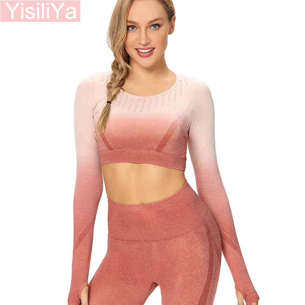 

Женские комплекты спортивной одежды для йоги, тренировочная одежда, эластичная бесшовная повседневная одежда, спортивные брюки, одежда для...