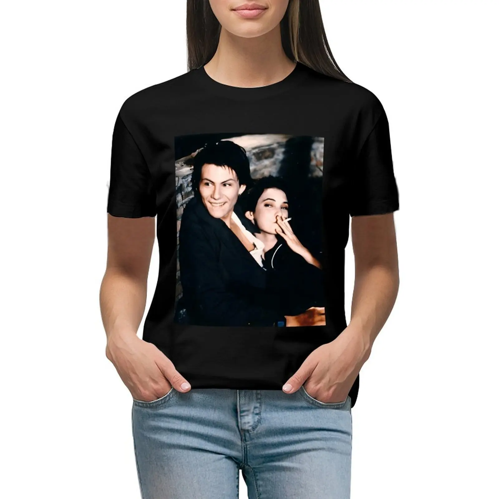 Женская футболка с рисунком heскорos-Winona Ryder and Christian Slater