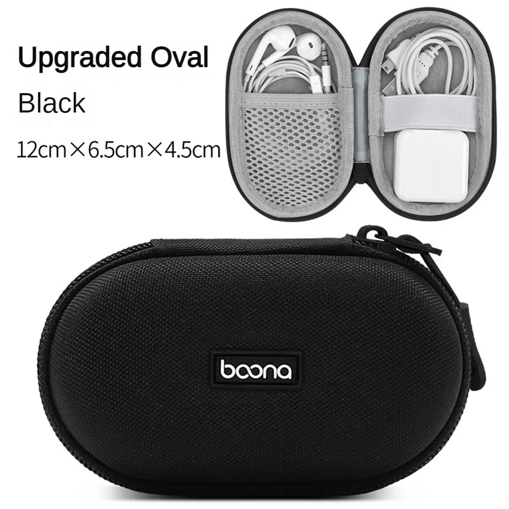 

Earphone Storage Bag Oval Data Cable Zipper Pouch Multi-Function Headphone Holder Case TF Memory Card Usb Line Carry Accessories
