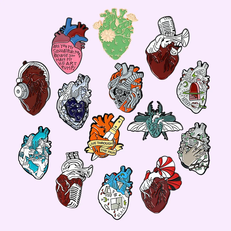 

Anatomical Human Heart Enamel Pins Punk Music Steampunk Brooches for Men Gothic Lapel Pin Badge Metal Jewelry Gifts Wholesale