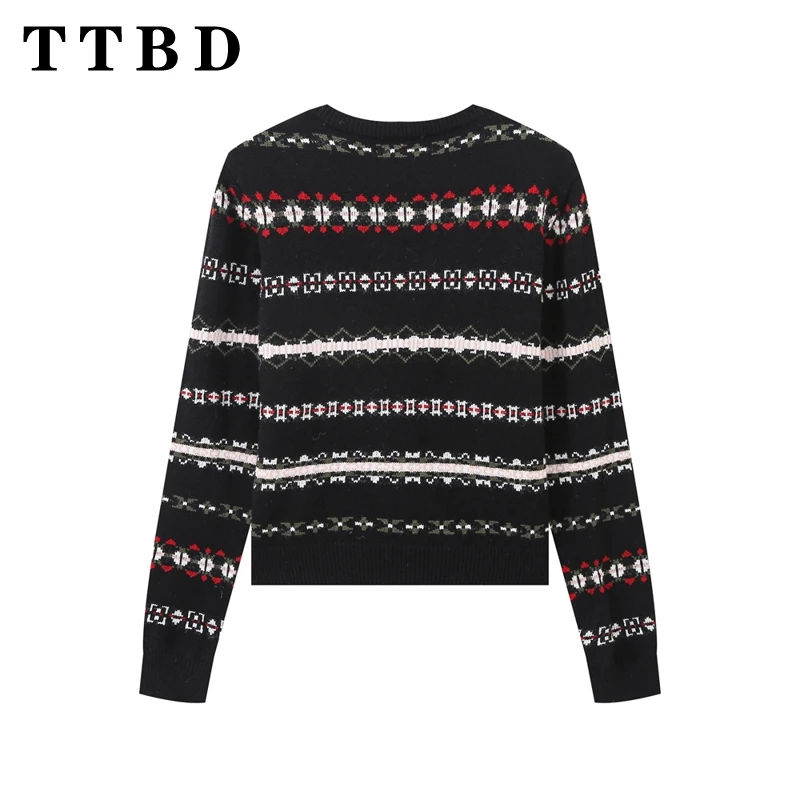 TTBD 2024 осеннее новое женское модное однобортное вязаное пальто куртка