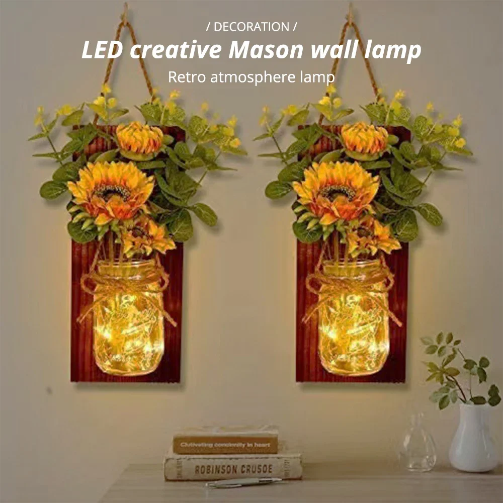 

2pcs Night Lights 3V Simulated Sunflower Lamp Eternal Flower Wall Light LED Control Decoration Creative Living Room Hanging