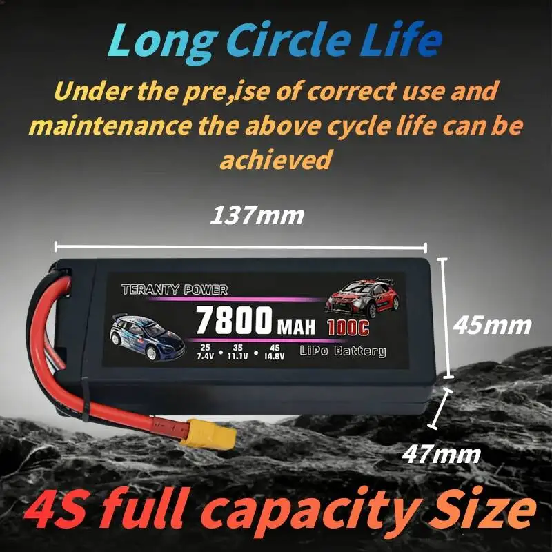 Фото Аккумулятор TERANTY 4S LiPo 14.8V/15.2V 45-150C 8200mAh с разъемом XT60 для радиоуправляемых машин, грузовиков, траков и хобби-моделей. №4