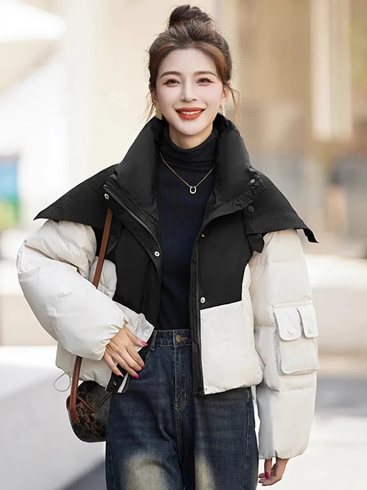 Высококачественный короткий пуховик с хлопковой подкладкой женская зимняя