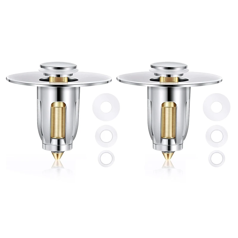 

Universal Bathroom Sink Stopper Set Of 2,-Up Drain Stopper For Bathroom Sink With Filter Basket,Bounce Core Push Type