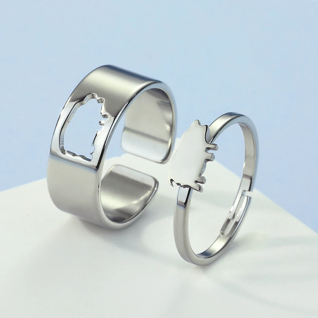 

Stainless Steel Rings Cartoon Pig Adjustable Couple Matching Ring For Women Men Jewelry Wedding Trend Fine Party Gifts 2Pcs/set