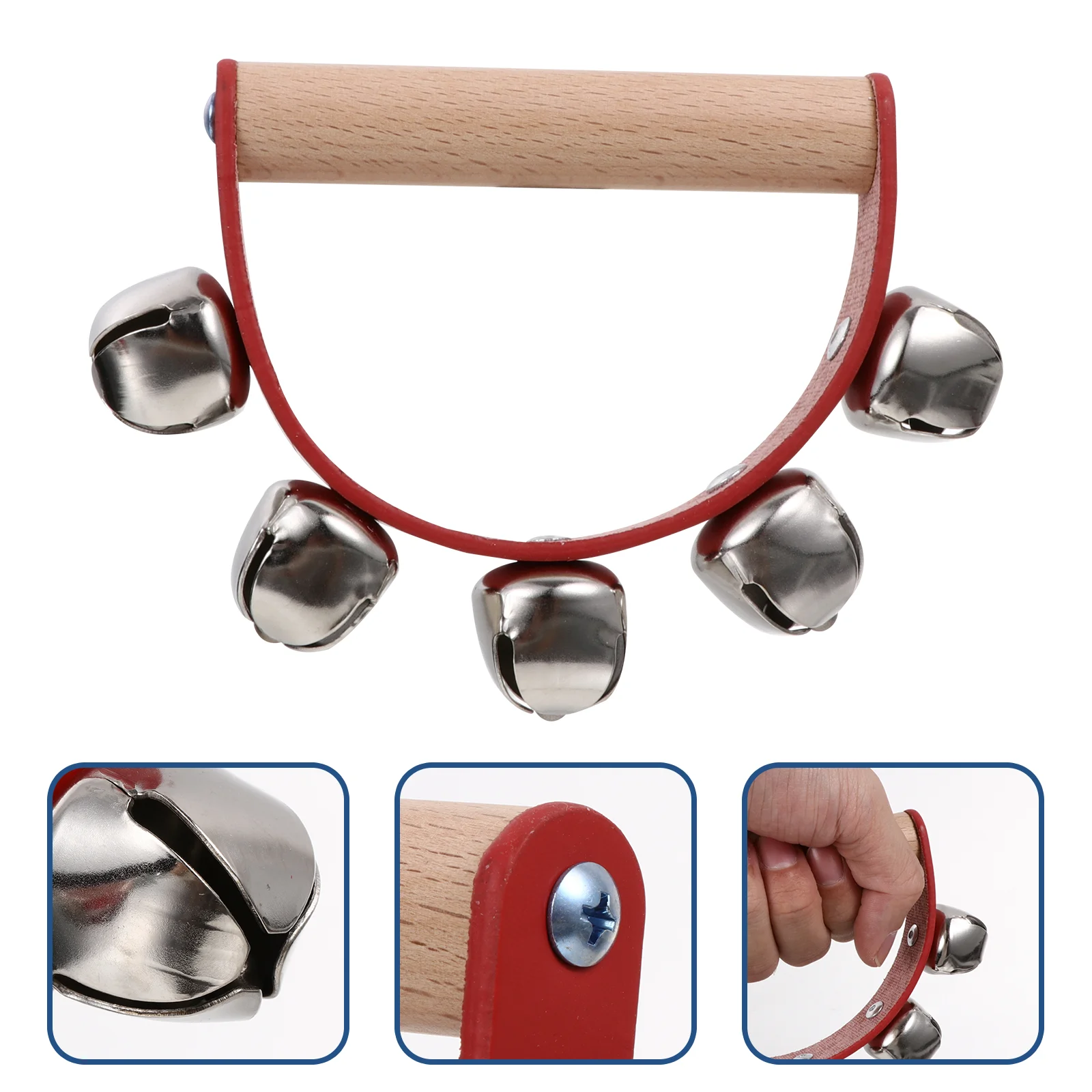 

Handbell Bell Christmas Hand Bells Toys Woodenhandheld Handle Musicalsleigh Kidtoy Playing Shaking Jingle Party Shaker Favors