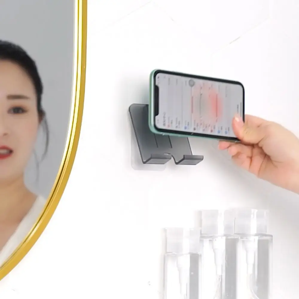 

Practical with Back Glue Space Saving Wall Mounted PP Bathroom Storager Charger Holder Phone Holder Stand Storage Shelf
