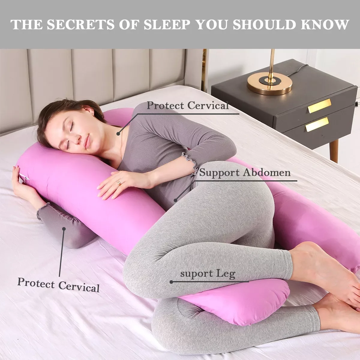 Support Pillow For Pregnant Women Body Cotton Pillowcase U Shape Maternity Pregnancy Pillows Side Sleepers Bedding