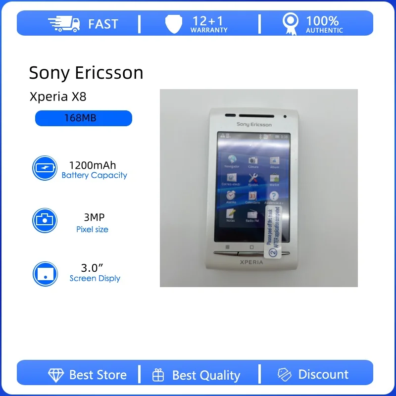 Фото Sony Ericsson Xperia X8 E15i восстановленный оригинальный телефон, разблокированный смартфон, Android, GPS, Wi-Fi, 3,0-дюймовый телефон №1