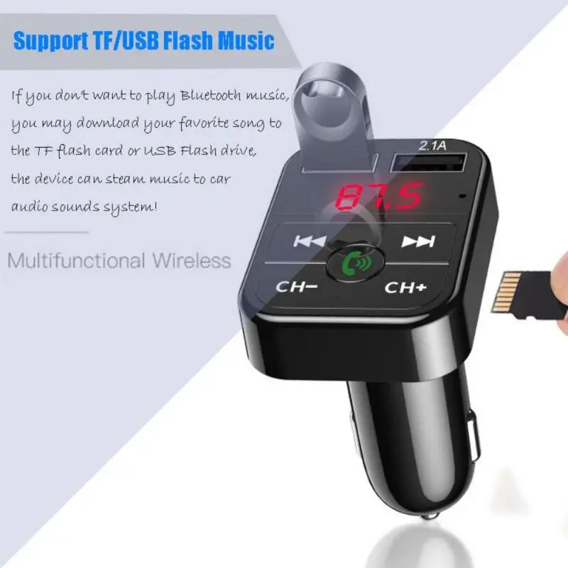 

Car FM Transmitter Bluetooth 5.0 Handfree Wireless Kits Dual USB Charger 2.1A MP3 Music TF Card U Disk AUX Player Accessories