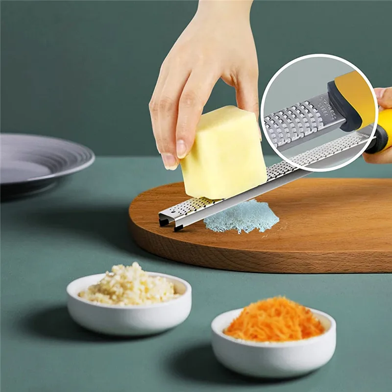 

1pc Stainless Steel Cheese Grater Vegetable Fruit Grinder Lemon Peeler Chocolate Slicer Handheld Multi-Purpose Kitchen Cutter