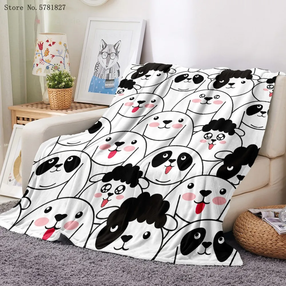 

Cartoon Animal Dog Cat Rabbit 3D Print Flannel Blanket Personalized Home Fleece Blanket Funny Blanket For Bedroom