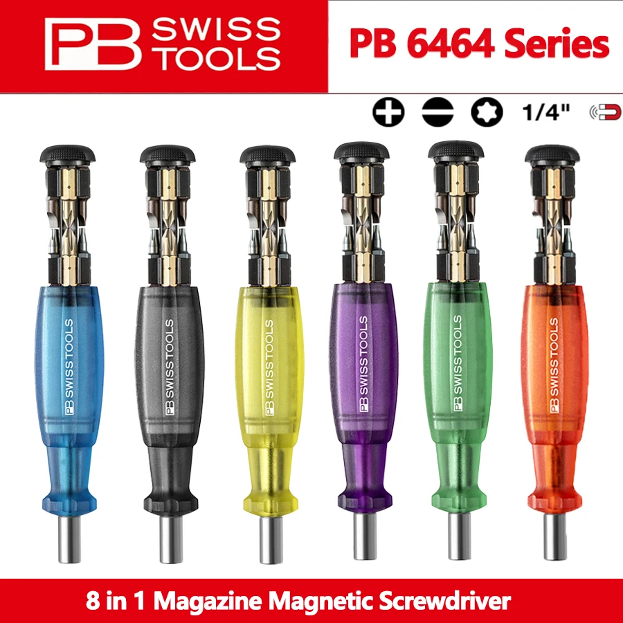 Журнальная отвертка PB SWISS 6464 8 в 1 со встроенным журналом бит многоцветная