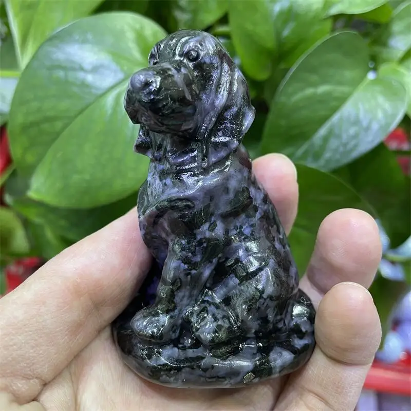 

1pcs Natural Gabbro Hand-carved Dog Polished Crystal Healing Stone Home Decor Creative Christmas Gifts For Kids