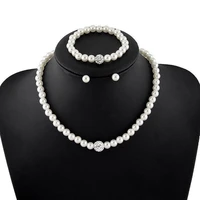 hot pearl jewelry sets for womens imitation pearl simple elegant bride wedding banquet set rhinestone necklace bracelet earrings
